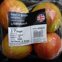 A pack of Galmac Apples bought in Sainsburys at Hastings in East Sussex