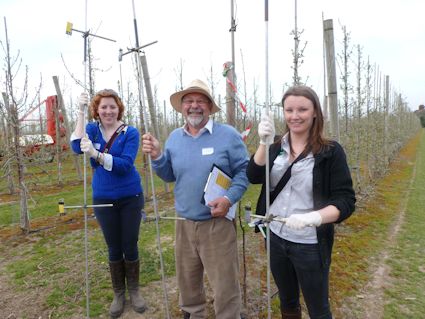 Rene and his assistants with 4 metre markers