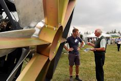 Duncan McNeil with the fan head of the tow and blow frost buster