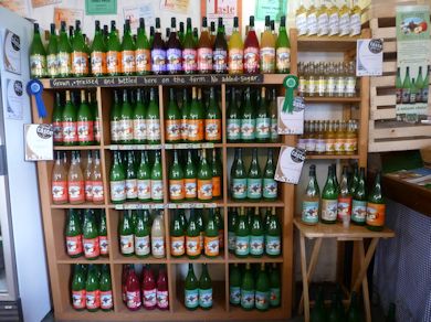 A Display of Ringden Fruit Juices in the Farm Shop